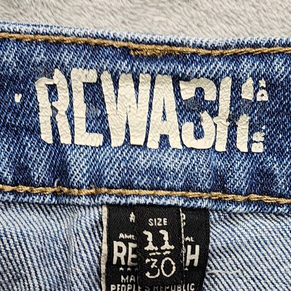 Rewash Jean Shorts Womens 11/30 Blue Super High Rise Mom Cuffed Distressed - Picture 4 of 13